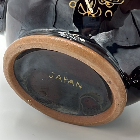 JAPANESE BROWN HAND-PAINTED CERAMIC MORIAGE TEAPOT - Picture 6 of 9